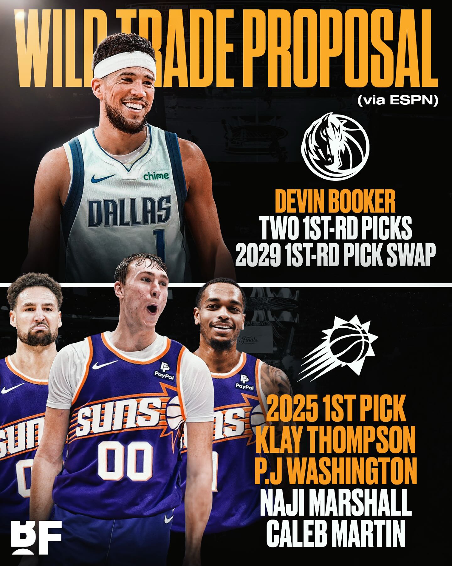 ESPN交易模擬:獨行俠送出狀元簽+克萊等4將換布克+2首輪簽等